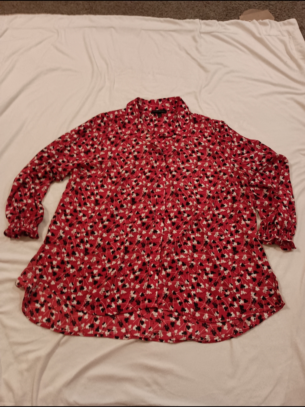 Lane Bryant Button Front Tunic Long Sleeve Blouse Size 22-24 Floral Abstract